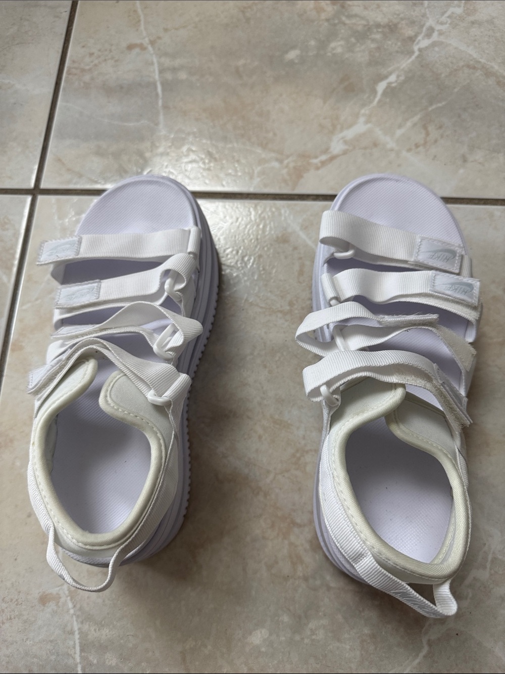 Nike White Kids Triple-Strap Sandals